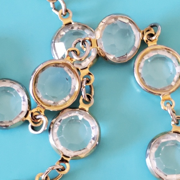 Austrian Crystal Clear Gold Plated Tone Chain Necklace Vintage Made in U.S.A. - Picture 4 of 4